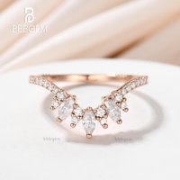 Bague de mariage courbée en Moissanite en or blanc — Bijoux de mariage
