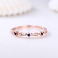 Bague de mariage en saphir et diamant demi-éternité en or rose
