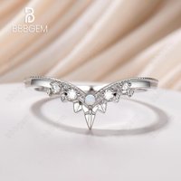 Bague de mariage courbée en opale Moissanite en or rose — Bijoux de mariage