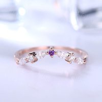 Bague de mariage en moissanite taillée en marquise et ronde avec améthyste