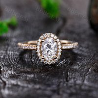 Antique 1CT Oval Cut Moissanite Engagement Ring Moissanite Halo Yellow Gold