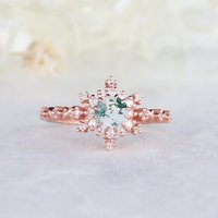 Bague de fiançailles vintage en agate mousse en or rose