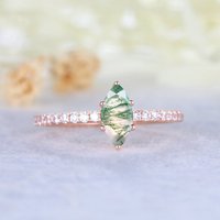 Bague de fiançailles en agate mousse marquise par BBBGEM