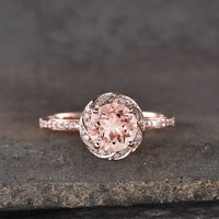 Bague de fiançailles en morganite et diamant en or rose