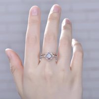 Ensemble de Bagues de Fiançailles en Opale avec Améthyste et Diamant