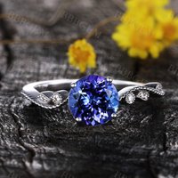Bague de fiançailles en Tanzanite ronde en or rose