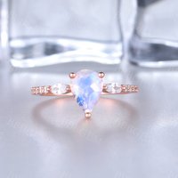 Art Deco Moonstone Engagement Ring Rose Gold Wedding Ring Gift For Her