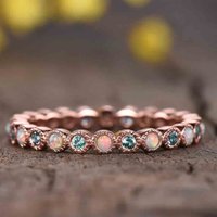 Bague de mariage pleine éternité en Alexandrite et Opale