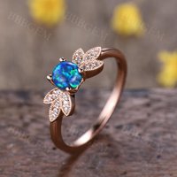 Bague de Fiançailles Vintage en Opale Noire Nadia avec Diamants en Or