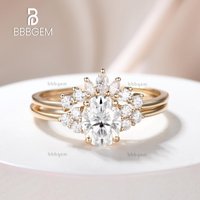 BBBGEM Ensemble de Bague de Fiançailles Moissanite Nadia avec Diamants