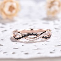 Bague de mariage en diamant noir infini pour femmes demi-éternité