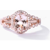 Bague de fiançailles en morganite et halo de diamants par BBBGEM