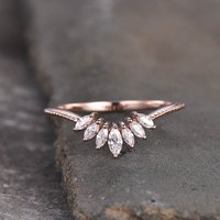 Bague de mariage Art Deco en Moissanite avec sept pierres marquises