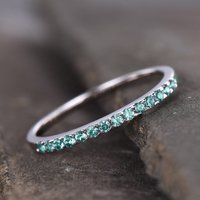 Silver Alexandrite Wedding band Sterling Silver Eternity Band Stacking Ring