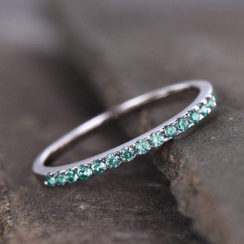Silver Alexandrite Wedding band Sterling Silver Eternity Band Stacking Ring — Wedding Jewelry