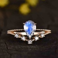 Bague de fiançailles vintage en pierre de lune en or rose avec milgrain