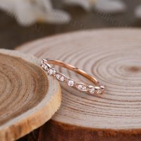 Bague de mariage en Moissanite en or rose 14/18k forme marquise