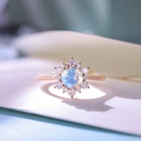 Bague de fiançailles en pierre de lune florale en or rose par BBBGEM — Bagues de fiançailles