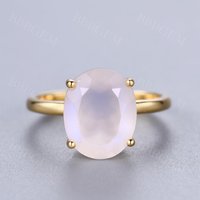 Bague de fiançailles en argent avec pierre de lune ovale facettée