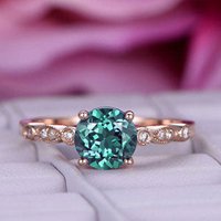 Bague de fiançailles YVELOVE en Alexandrite avec bandeau en or rose et diamants