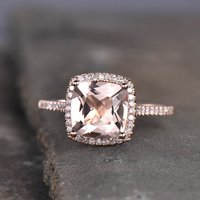 Bague de fiançailles Waverly en morganite coussin et diamants en or rose