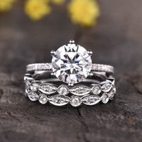 Ensemble de bagues de fiançailles en moissanite de 8 mm avec alliances