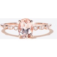 Bague de fiançailles en morganite rose taille ovale en or rose 14k