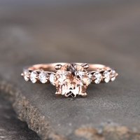 Bague de fiançailles en morganite avec 8 diamants en or rose