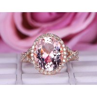 Bague de fiançailles en morganite ovale de 3,5 carats en or rose — Bagues de fiançailles