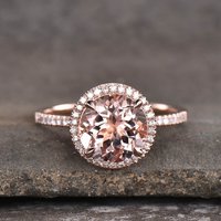 Bague de fiançailles en morganite taille ronde de 3 carats en or rose