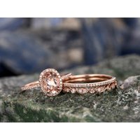 Ensemble de mariage en morganite et diamants de 1,3 carat — Bijoux de mariage