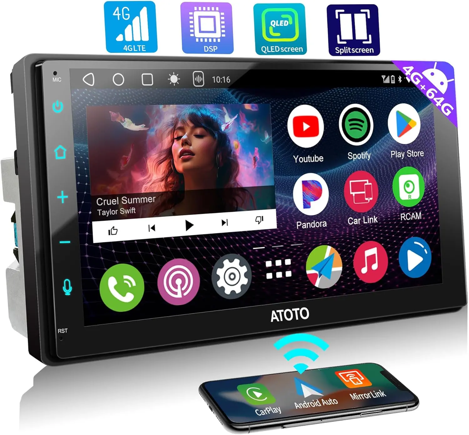 Atoto A6G2B7PL Autoradio Double Din 7 Pouces avec Écran QLED — Autoradios et unités principales