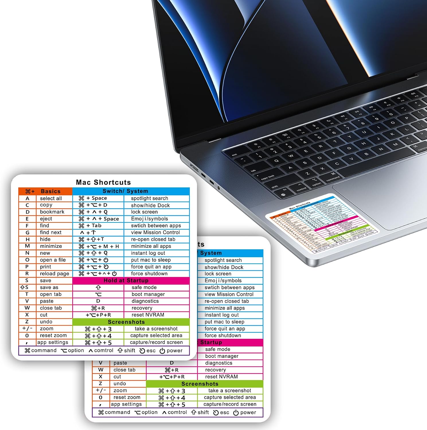 Autocollants de Raccourcis Mac EKIND – Guide de Référence Clavier — Accessoires pour ordinateurs portables