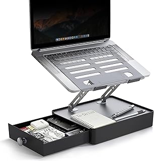 Adjustable Laptop Stand with Storage Drawer, 10-16