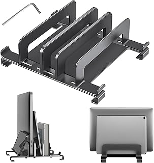 Vertical Laptop Stand with 5 Slots, Aluminum
