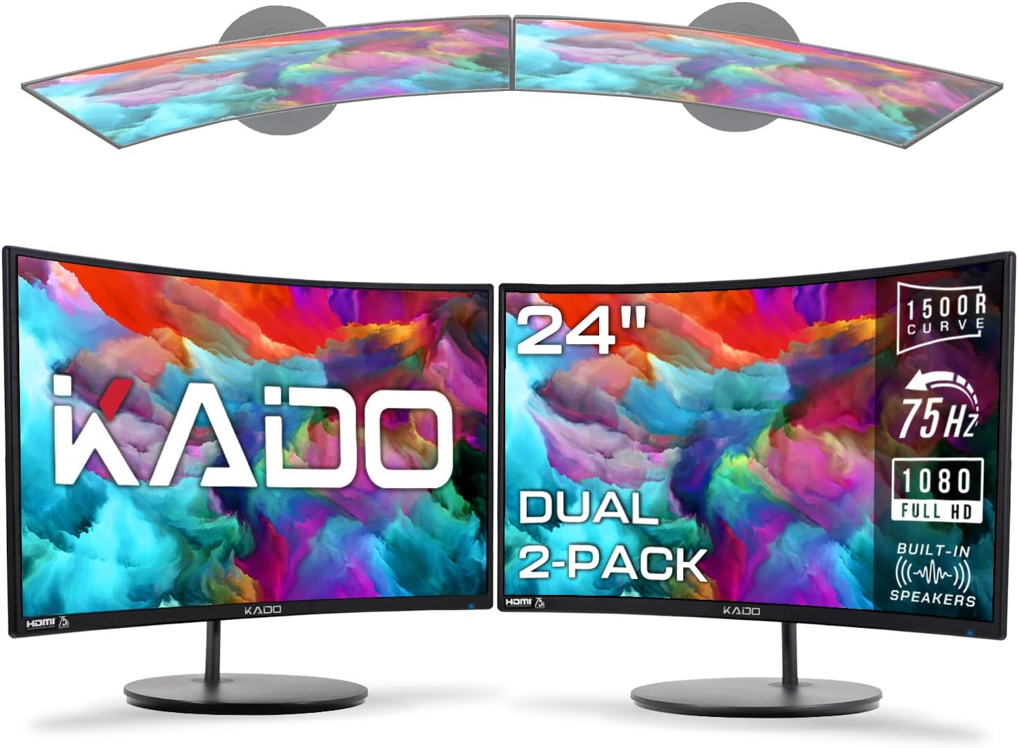 Kado Moniteur Courbe Dual 24" 2 unités 1920x1080 75Hz — Écrans d'ordinateur