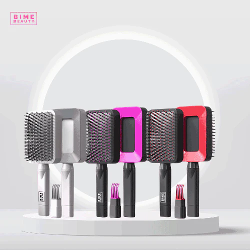 3D Self-cleaning Deluxe Hair Brush by BimeBeauty - Rose Red