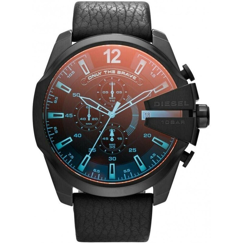 Montre Diesel DZ4323 Mega Chief chronographe pour homme, cadran noir — Montres pour hommes