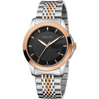Montre bicolore 38 mm Gucci G-Timeless YA126410 pour homme, cadran noir