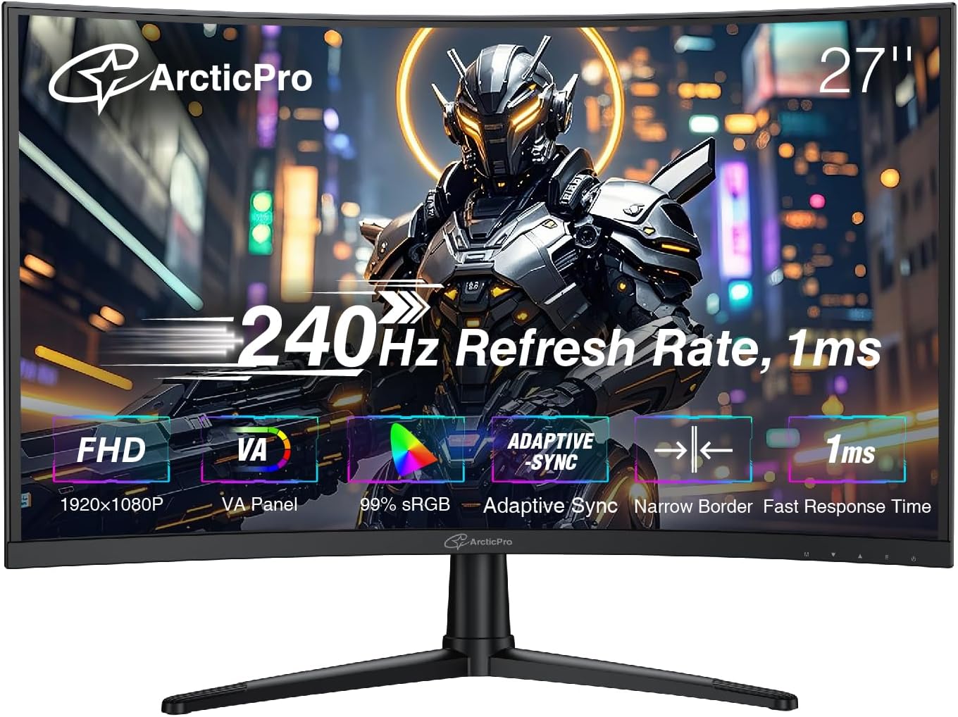 Moniteur gaming incurvé ArcticPro 27 po, 240Hz, FHD 1080p IPS — Écrans d'ordinateur