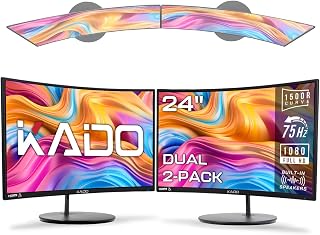 Kado Moniteur Incurvé 24" 1500R 1920x1080 75Hz Paquet de 2 — Écrans d'ordinateur