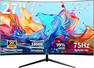 Moniteur ZZA courbe 27 pouces 2560x1440 75Hz QHD — Écrans d'ordinateur