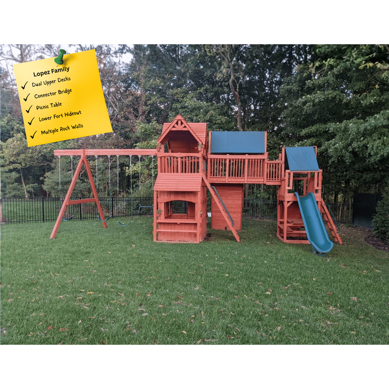 Fort Extrême Turbo Playground One avec toboggan vert et jaune — Aires de jeu et balançoires