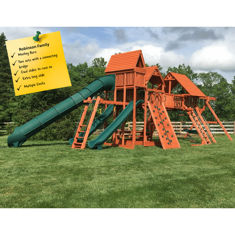 Playground One Extreme Dual Slide City avec Mur d'Escalade et Accessoires — Aires de jeu et balançoires