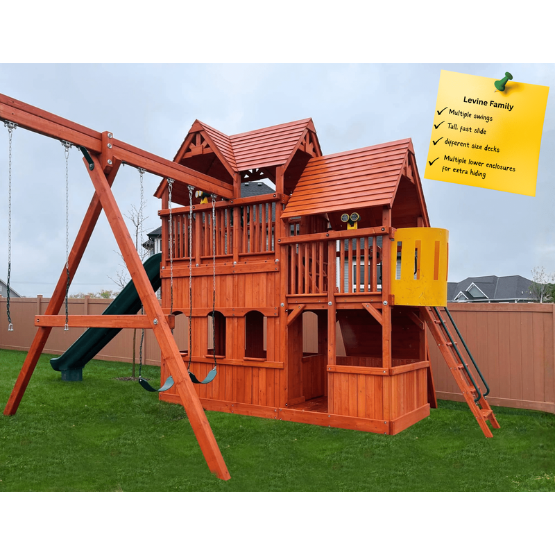 Playground One!® Levine Family Creation - Solid Green with Yellow Slide — Playground & Swing Sets