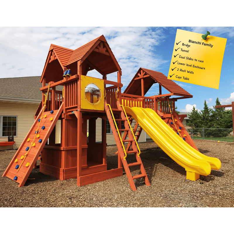Bianchi Family Creation cc5 - Solid Green with Yellow Slide — Playground & Swing Sets