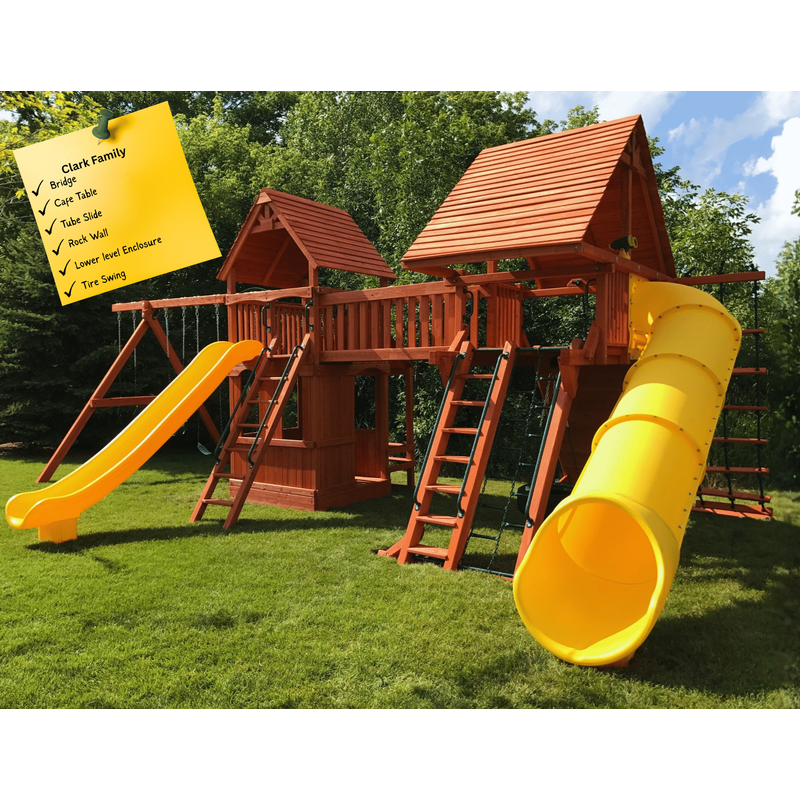 Clark Family Creation cc4 - Solid Green with Yellow Slide — Playground & Swing Sets