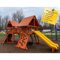 Playground One Turbo Deluxe Dual Maxed Out with Slides and Rock Walls