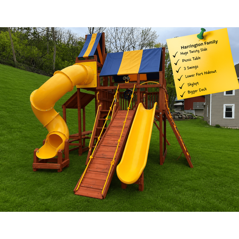 Playground One Turbo Deluxe Fort Combo 2 XL avec glissière — Aires de jeu et balançoires