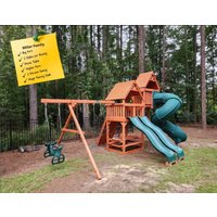 Playground One!® Miller Family Creation - Solid Green with Yellow Slide